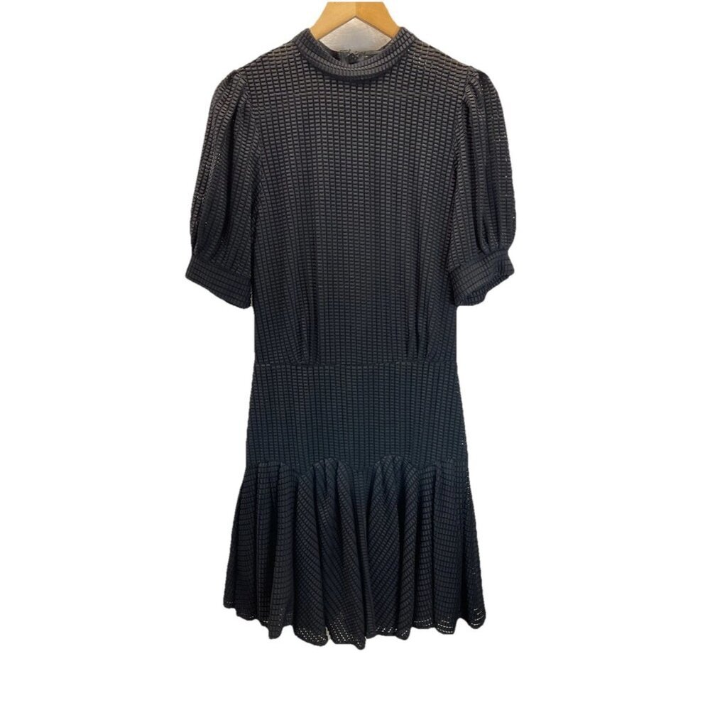 KATHARINE KIDD Womens Black short sleeve‎ mesh drop waist dress size 10 designer